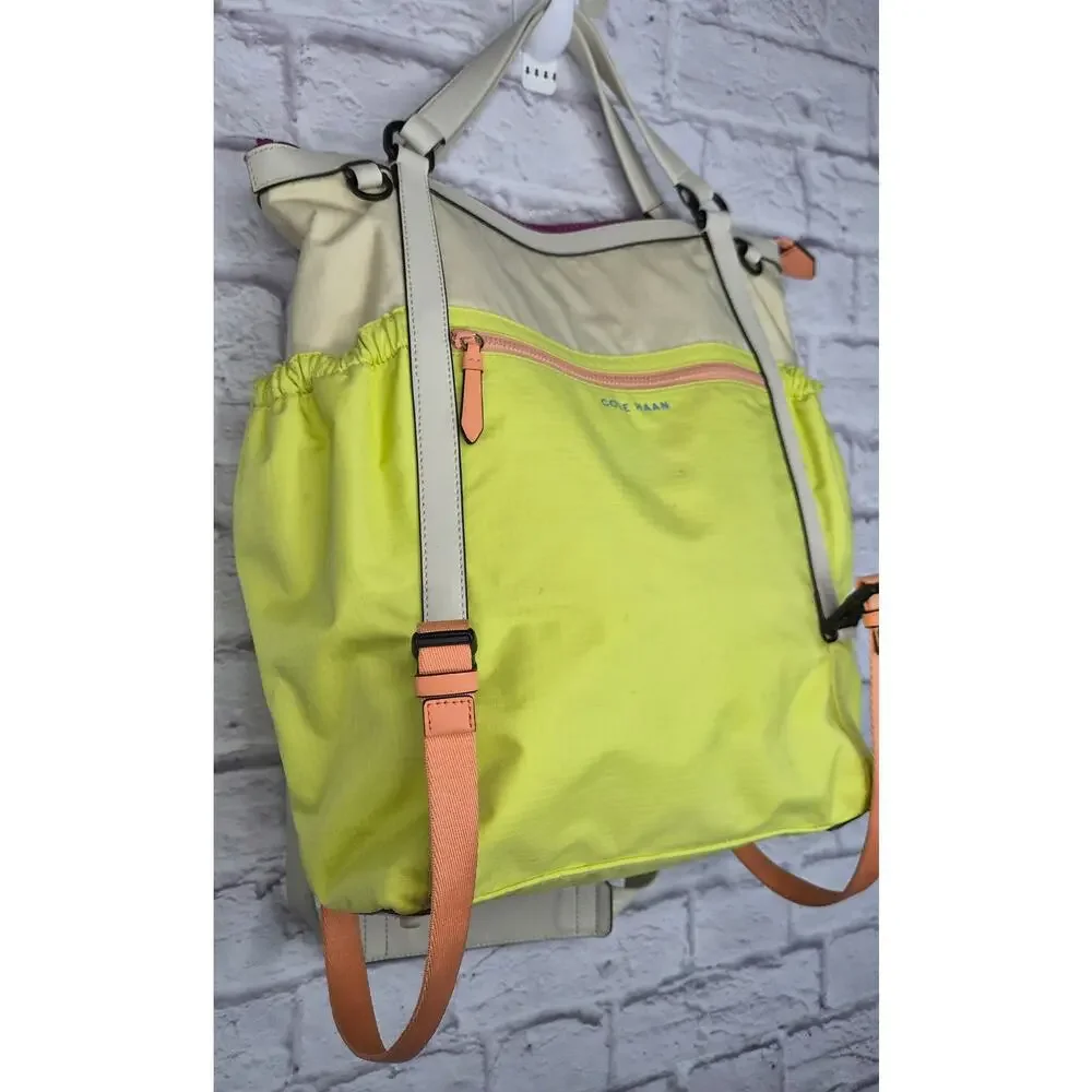 RARE Cole Haan Performance Grand Series Summer Lime Backpack Tote Bag Travel.